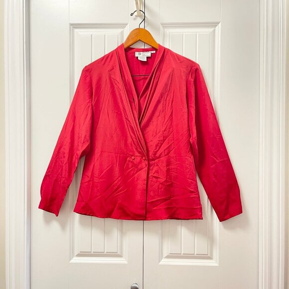 Vintage Braemar by Jeremy Scott Draped Blazer Button Blouse  Red - Picture 2 of 14